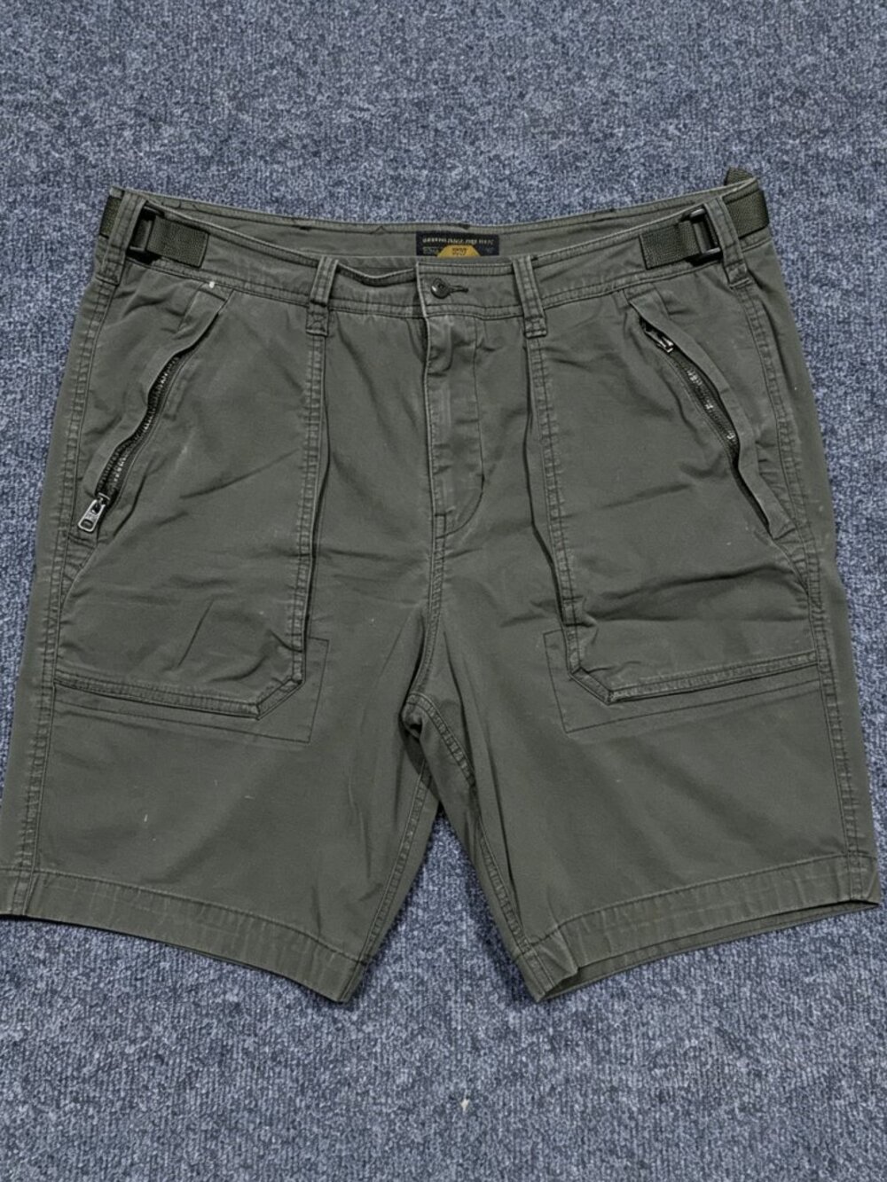 Abercrombie & Fitch Shorts Mens 36 Green Cargo Adjustable Waist Utility Casual